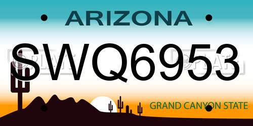SWQ6953 Arizona License Plate