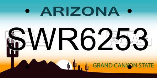 SWR6253 Arizona License Plate
