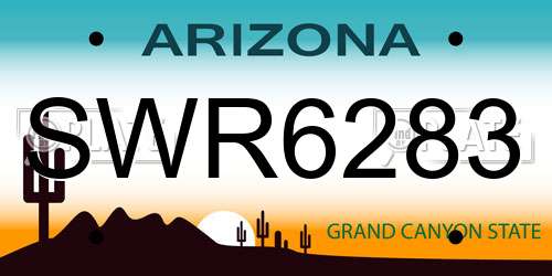 SWR6283 Arizona License Plate