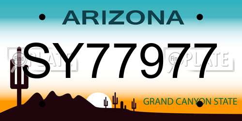 SY77977 Arizona License Plate