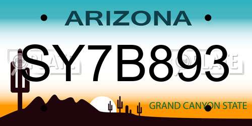 SY7B893 Arizona License Plate