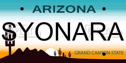 SYONARA Arizona License Plate