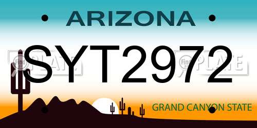 SYT2972 Arizona License Plate