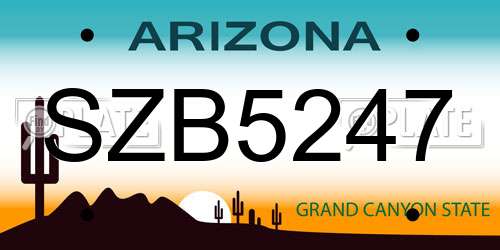 SZB5247 Arizona License Plate