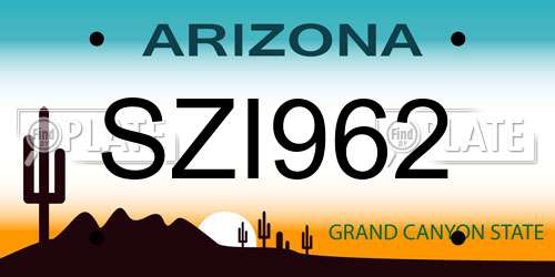SZI962 Arizona License Plate