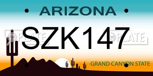 SZK147 Arizona License Plate