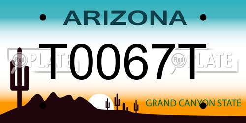 T0067T Arizona License Plate