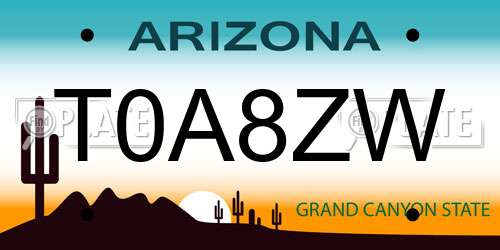 T0A8ZW Arizona License Plate