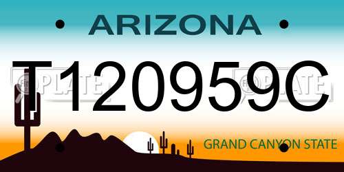 T120959C Arizona License Plate