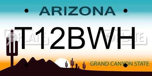 T12BWH Arizona License Plate