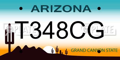 T348CG Arizona License Plate