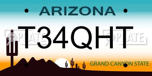 T34QHT Arizona License Plate