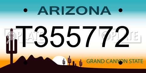 T355772 Arizona License Plate