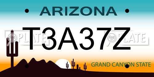 T3A37Z Arizona License Plate