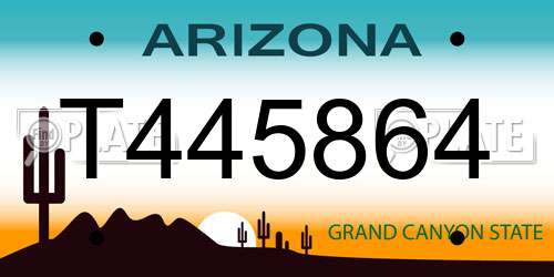 T445864 Arizona License Plate