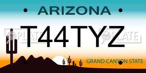 T44TYZ Arizona License Plate