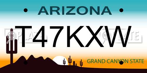 T47KXW Arizona License Plate