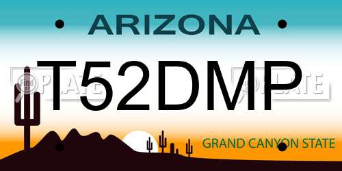 T52DMP Arizona License Plate