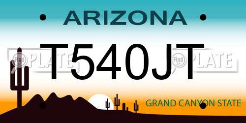 T540JT Arizona License Plate