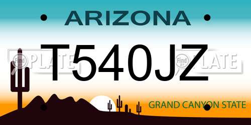 T540JZ Arizona License Plate