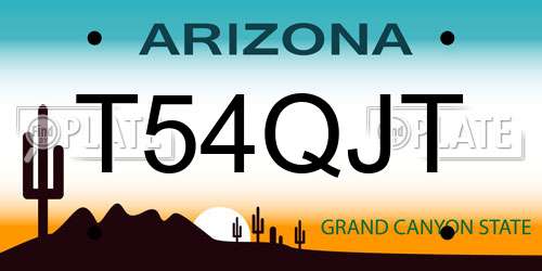 T54QJT Arizona License Plate