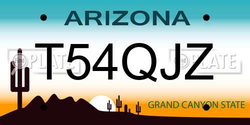 T54QJZ Arizona License Plate