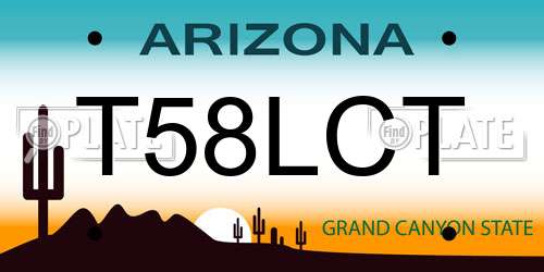 T58LCT Arizona License Plate