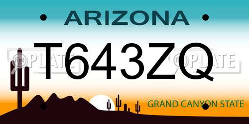 T643ZQ Arizona License Plate