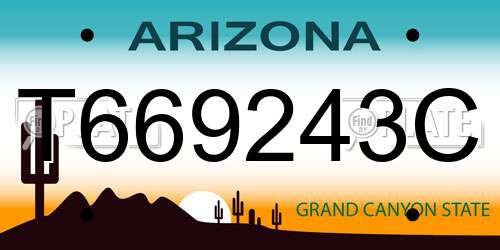 T669243C Arizona License Plate