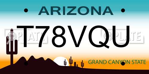 T78VQU Arizona License Plate