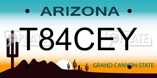 T84CEY Arizona License Plate