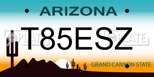 T85ESZ Arizona License Plate