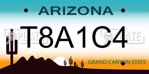 T8A1C4 Arizona License Plate