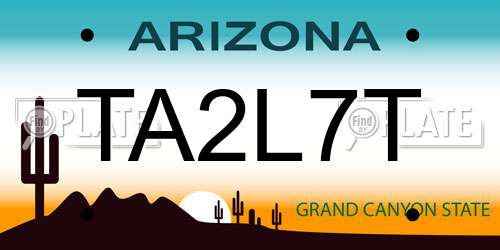 TA2L7T Arizona License Plate