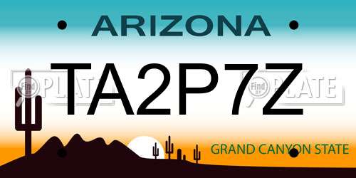 TA2P7Z Arizona License Plate