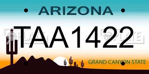 TAA1422 Arizona License Plate