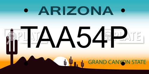 TAA54P Arizona License Plate
