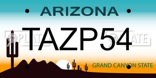 TAZP54 Arizona License Plate