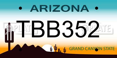 TBB352 Arizona License Plate