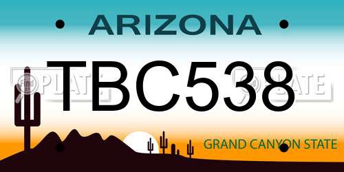 TBC538 Arizona License Plate
