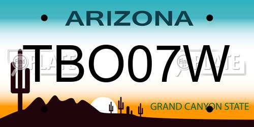 TBO07W Arizona License Plate