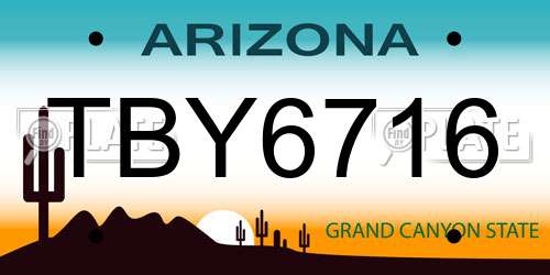 TBY6716 Arizona License Plate
