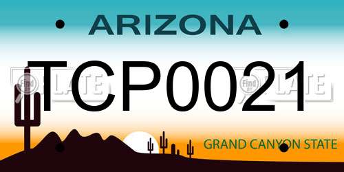 TCP0021 Arizona License Plate