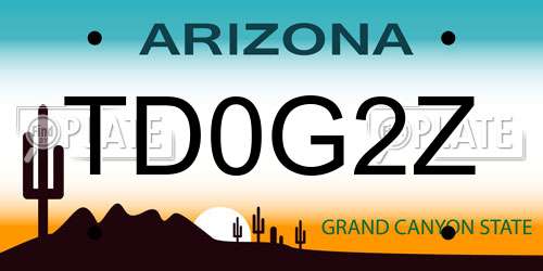 TD0G2Z Arizona License Plate