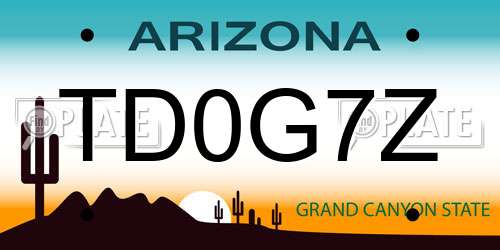 TD0G7Z Arizona License Plate