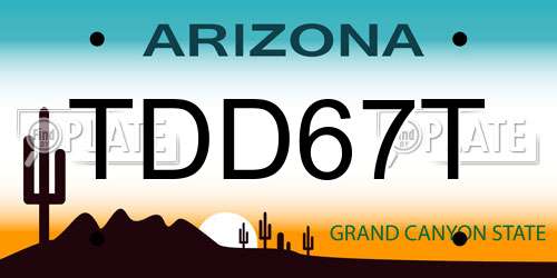 TDD67T Arizona License Plate