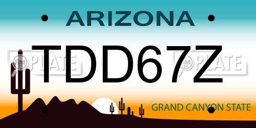TDD67Z Arizona License Plate