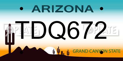 TDQ672 Arizona License Plate