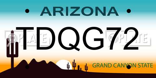 TDQG72 Arizona License Plate
