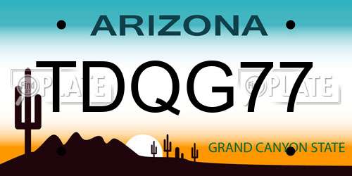 TDQG77 Arizona License Plate